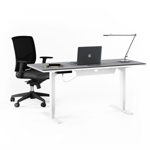 white grey lift desk