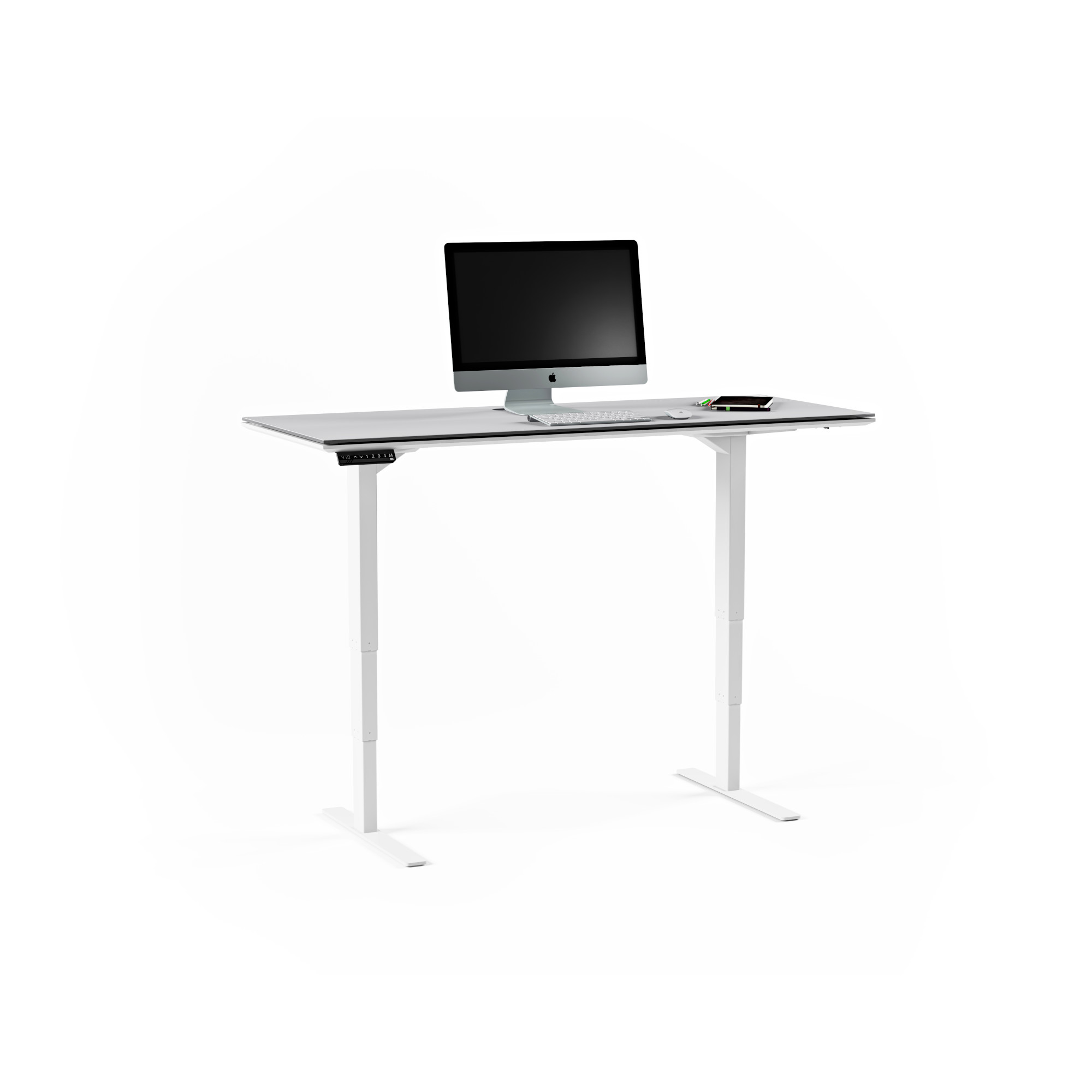 white grey lift desk