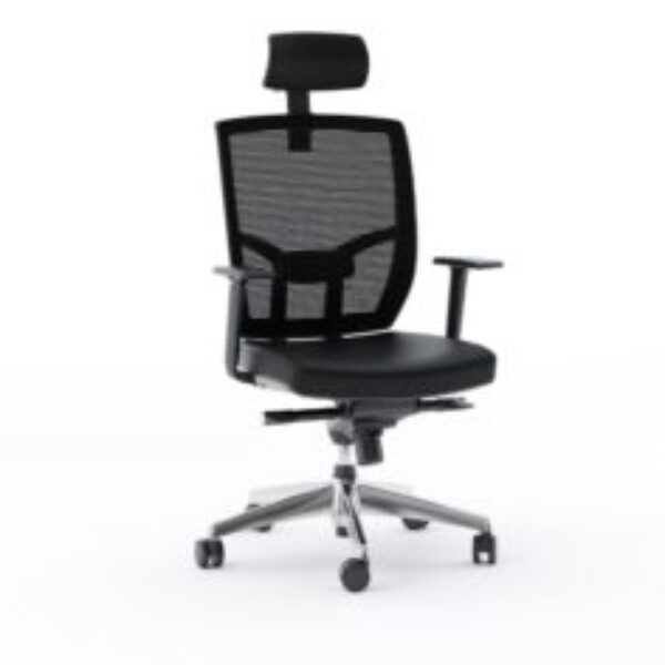 black leather swivel office chair