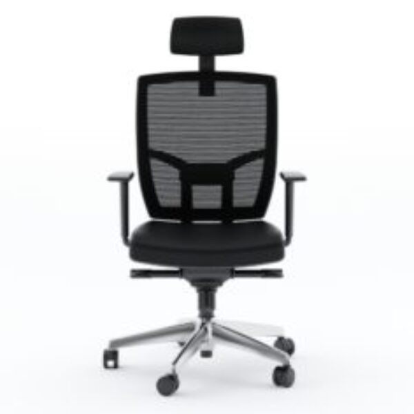 black leather swivel office chair