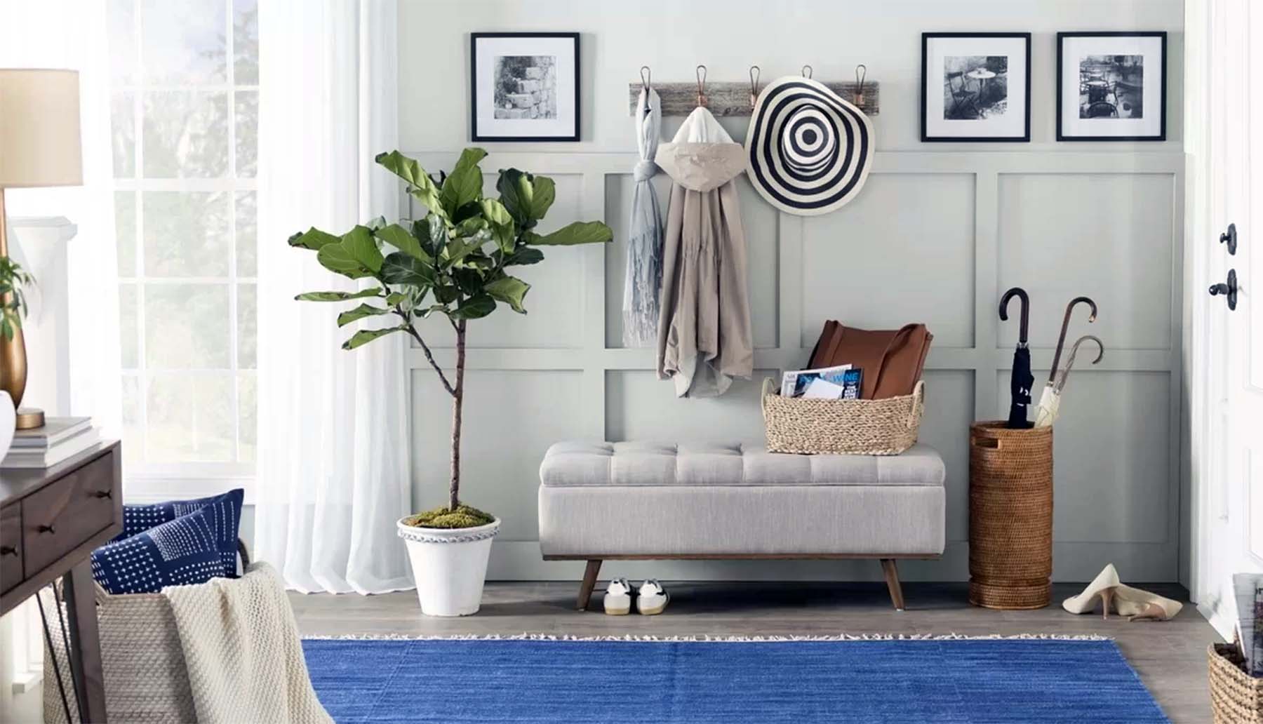 stylish entryway with bench